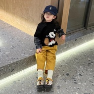 [2-Piece Set Cute Fake Two-Piece Shirt+Casual Pants] Korean Children's Clothing 2025 Autumn Winter M