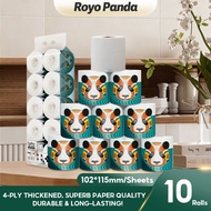 【10Gulung】Royo Panda Water Soluble Toilet Paper  Gulungan Tissue Soft Deluxe Tissue  Bathroom Pulp T