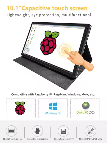 10.1 Inch IPS portable monitor touch screen game monitor 1024*600 hd display for raspberry pi 3 4 je