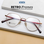 Kacamata Minus Titanium Elastis Frame Bulat Pria Wanita - IOOI 1012