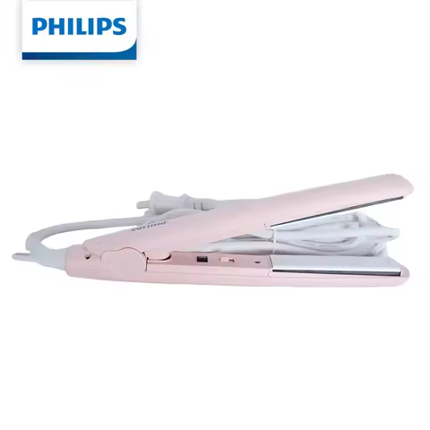 Philips HP8401/55 2-in-1 Hair Curler and Straightener, Mini Ceramic Travel Styler, Fast 60s Heat-Up 