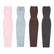 Buox Skims Kardashian Vintage Inspired Split Neck Vest Dress