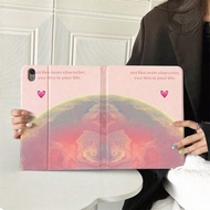 1 Light Pink Tablet Case With Planet Pattern And English Inspirational Quote, Simple Protective Soft