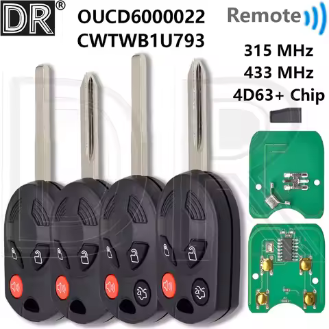 Great 4D63+ Chip 315/433MHz OUCD6000022 CWTWB1U793 HU101/FO38 Car Remote Key For Ford Focus Edge Exp