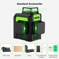 Huepar 12 Lines 3D Cross Line Laser Level Green Laser Beam Line Self-Leveling 360 Vertical & Horizon