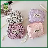 DGTT Coquette กระเป๋าแต่งหน้าขนาดเล็ก ผ้าบุนวม หมึกสาดน้ำ ถุงเก็บผ้าอนามัย น่ารักน่ารักๆ ซิปมีซิป กร