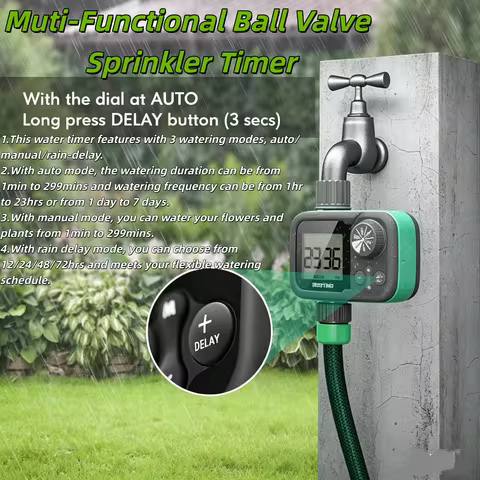Automatic Manual Control Water Timer Low Water Pressure Ball Valve Sprinkler Timer for Garden Hose O