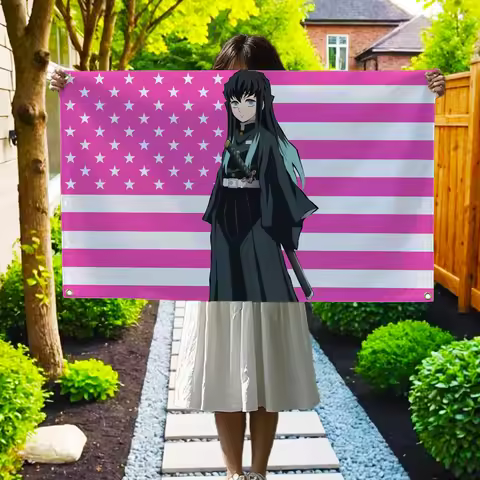 Anime Demon Slayer American Flag Tokitou Muichirou Tomioka Giyuu Banner Garage Decoration Outdoor De