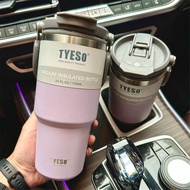Tyeso Tumbler with Handle 600mL/750mL/900mL/1050mL/1200mL Stainless Steel Double Layer Insulated Thermos Flask Water Bottle Car Coffee Cup