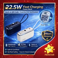 [ CCC QR Code ] KATAK Q19 Ultra Mini Power Bank 10000mAh 22.5W Fast Charge Built-in Cable