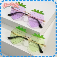 SHOOGEL Rimless Sun Glasses, Halloween Costume Metal Strawberry Sunglasses, Women Street Snap Y2K Sh