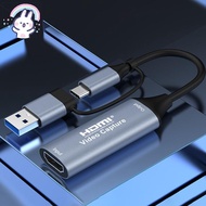 4K HDMI Video Capture Card, USB 2.0/Type-C Dual Interface Audio Video Capture Adapter, Portable Reco