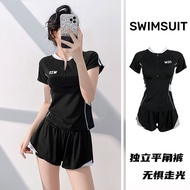 Women's 2-Piece Swimsuit Short-Sleeved Shorts Orange Travel-91301