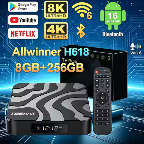 Smart TV Box T95MAX Android 16 Allwinner H618 Dual Wifi6 8GB 256GB Large Capacity 8K Media Player Go