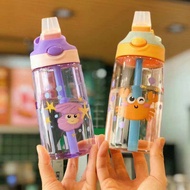 480ml Cartoon Kids Baby Drinking Bottle Water Bottle Learning Cup Botol Children Plastic Straw Cup Portable Leakproof