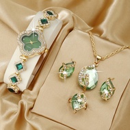 Ladies' Quartz Baroque Rhinestone Hands Watch With Jewellery Set (No Box)