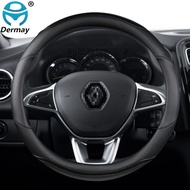 for Renault Logan 1 2 3 Car Steering Wheel Cover Microfiber Leather + Carbon Fiber Fashion Auto Accessories