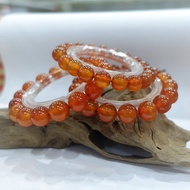 0384# Natural Orange Carnelian Bracelet 天然橙色玛瑙水晶手链 Natural Crystal Bracelet 天然水晶手链