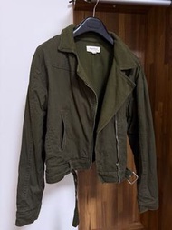 PACSUN 軍綠短版夾克外套 XS/S 棉質皮衣版型 率性中帶點甜