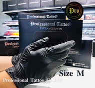 ถุงมือสีดำช่างสักถุงมือยางไนไตรสีดำ ไม่มีแป้งกล่องดำแบบบางSize S ML มี 50คู่(100ชิ้น)Tattoo Gloves Professional Tattoo กล่องดำ