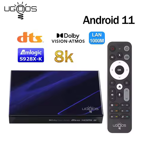 Ugoos SK1 Smart TV Box Android 11 Amlogic S928X-K 8G 128G Wifi6 BT5.3 1000M 8K Ultra HD Set Top Box
