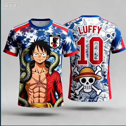 2026 Japan One Piece Luffy Football Jersey T-shirt Kids Football Special Jersey Kit Adult Men's Wome