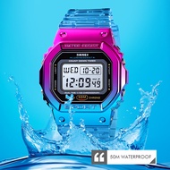SKMEI Women's Top Brand Fashion Casual LED Digital Watch 5Bar Waterproof Sports Chrono Watch Complete Calendar Alarm Clock Color Watch for Ladies