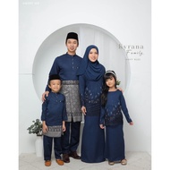 Baju Raya Set Family/Kyrana Navy Blue/Family Sets/Raya Sedondon/Baju Kurung/ Baju Melayu/Kurung Mode