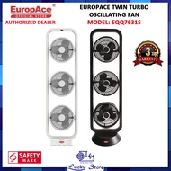 EUROPACE EQQ-7931S 9 INCH TWIN TURBO POWER TRIO OSCILLATING FAN, REMOTE CONTROL, 1 YEAR WARRANTY