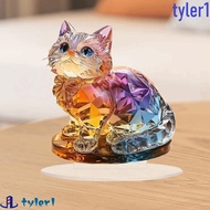 TYLER1 2D Cat Ornament, Handmade Crystal 2D Cat Sculpture, Fashion Miniature Acrylic Colorful 2D Kit
