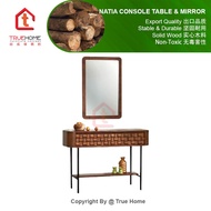 NATIA Console Table + Mirror Set/Solid Oak Wood Console Table