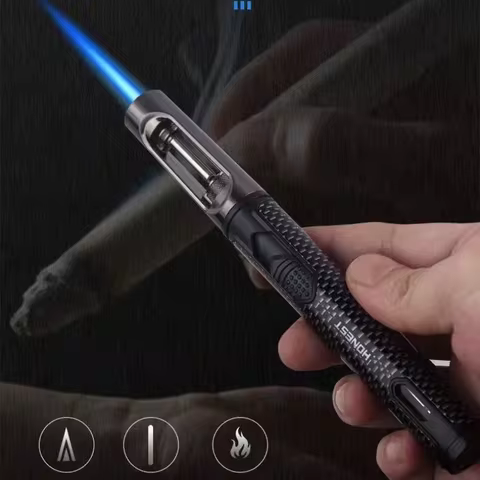 Butane Lighter HONEST Windproof Metal Lighter Torch Refillable Pen Lighter Jet Flame Butane Gas Ligh