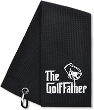 GRM005-Hafhue The GolfFather Funny Embroidered Golf Towels for Golf Bags with Clip Golf Gifts for Men or Women Golf Accessories for Men or Women Birthday Gifts for Golf Fan