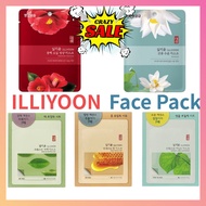 [ILLIYOON] Daily Essence Mask Camellia Oil Nutrition Mask, Lotus Moisture Mask,Honey moisture mask, Green tea hydrating mask, Eomseongcho Calming face pack 5type