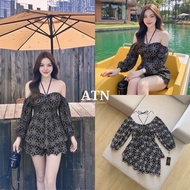 ATN142 ATN BRAND Set Floral Embroidered Long-Sleeved Shirt + Shorts [2PM]