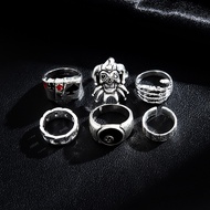 6PC Hip Hop Poker Rings Set - Gothic Skull Claw 8 Ball Statement Jewelry for Men & Women