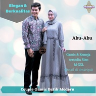 Couple gamis batik kombinasi brokat sarimbit kondangan pasangan modern