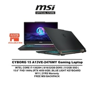 MSI Laptop CYBORG 15 AI Gaming  A13VE-2476MY (I7-13620H/16GB/512GB /15.6" FHD 144HZ/NVIDIA RTX4050 6