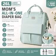 26L Mummy Diaper Bag Backpack Waterproof Large Capacity Baby Travel Nursing Bag with Insulated Bottl