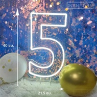 ตัวเลข 1-9 Neon Sign วันเกิดอะคริลิคไฟสําหรับครบรอบงานแต่งงานธุรกิจ Beauty Salon Wall Decor 40 ซม