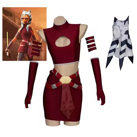 Ahsoka Cosplay Costume Red Uniform with Hat Adult Woman Ahsoka Red battle suit Halloween Costumes pl