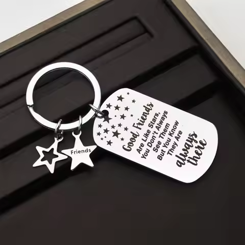 Good Friends Are Like Stars always there KeyChain Ring Stainless Steel Women Jewelry Accessories Fas