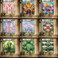 Retro Colorful Window Film Stickers PVC Static Glass Window Cling Decal Home Decoration