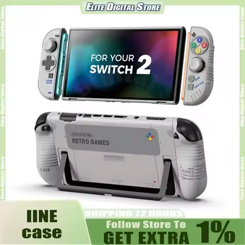 IINE Protective Case Retro Full Wrap Host Shell Handle Grip Silicone Cover Thumb Grip Caps for Switc