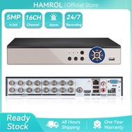 Hamrol 5 in 1 16CH 5M-N CCTV AHD DVR H.265 Hybrid Video Recorder for AHD TVI CVI Analog IP Camera Xm