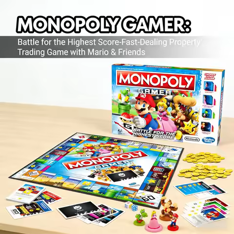 Hasbro Monopoly Players Mario Board Game, a family strategy game with Nintendo characters for 2-4 pl
