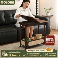 【In Stock】Folding Coffee Table Meja Lipat With Wheels Bamboo Side Table Small table Bedside Table
