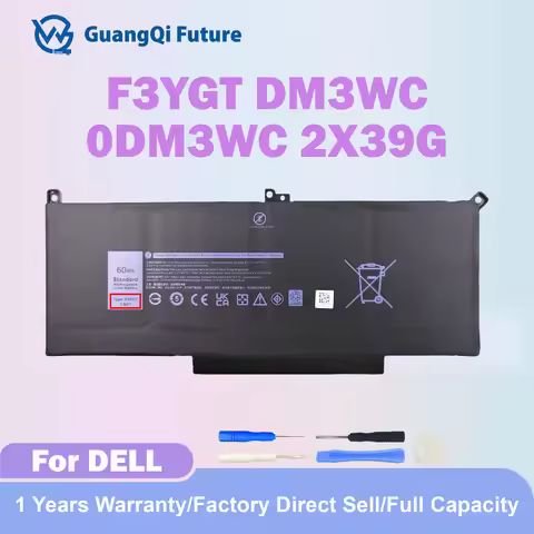 2X39G 7480 7490 F3YGT Laptop Battery 60Wh 7895mAh for Dell Latitude 12 7000 7280 7290 13 7000 7380 7