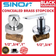BLACK HARDWARE SINOR Cock Stopcock Valve Concealed Shower Tap Valve Brass Stop Valve Shower Water He