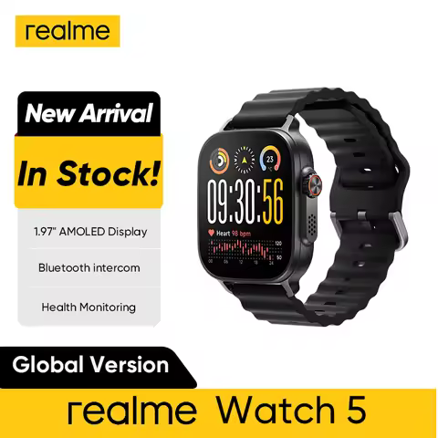 Global Version realme watch 5 1.97" 600nits AMOLED 460mAh 14-Day Battery Life 300+ Themes Support GP